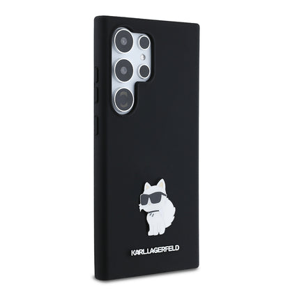 Futrola za Samsung Galaxy S24 Ultra S928, Karl Lagerfeld, Silicone Choupette Metal, Crna