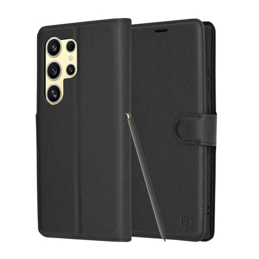 Futrola za Samsung Galaxy S24 Ultra S928, Techsuit, Kožna Folio, Crna