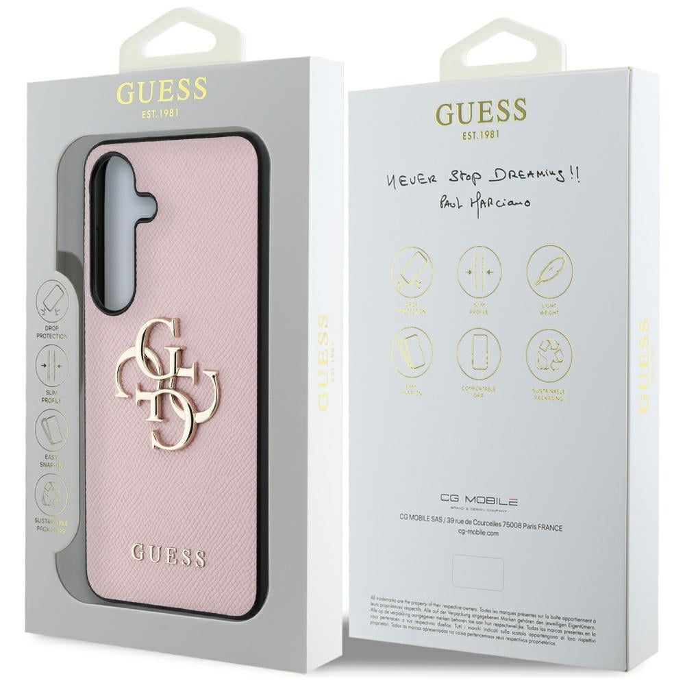 Futrola za Samsung Galaxy S25+ S936, Guess, 4G Grained Big and Classic Logo, Roza