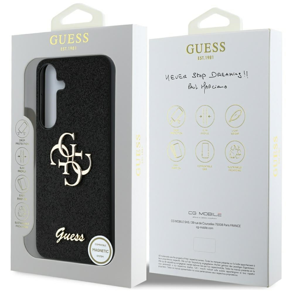 Futrola za Samsung Galaxy S25+ S936, Guess, Glitter Big 4G Script, Crna