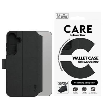 Futrola za Samsung Galaxy S25+ S936, PanzerGlass, Care Feature Kickstand Wallet, Crna