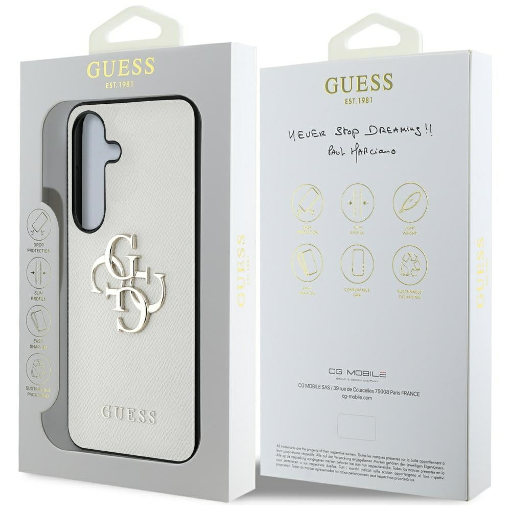 Futrola za Samsung Galaxy S25 S931, Guess, 4G Grained Big and Classic Logo, Bež