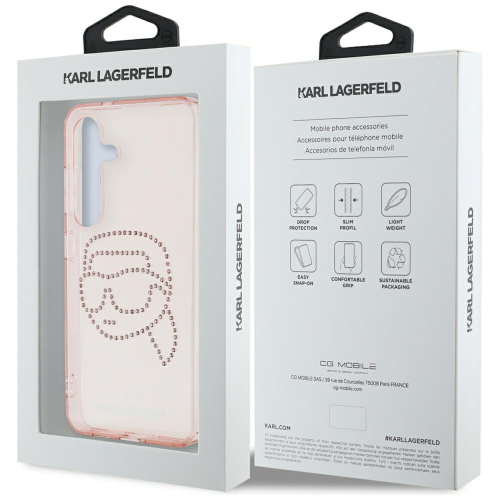 Futrola za Samsung Galaxy S25 S931, Karl Lagerfeld, IML Rhinestones Karl's Head, Roza