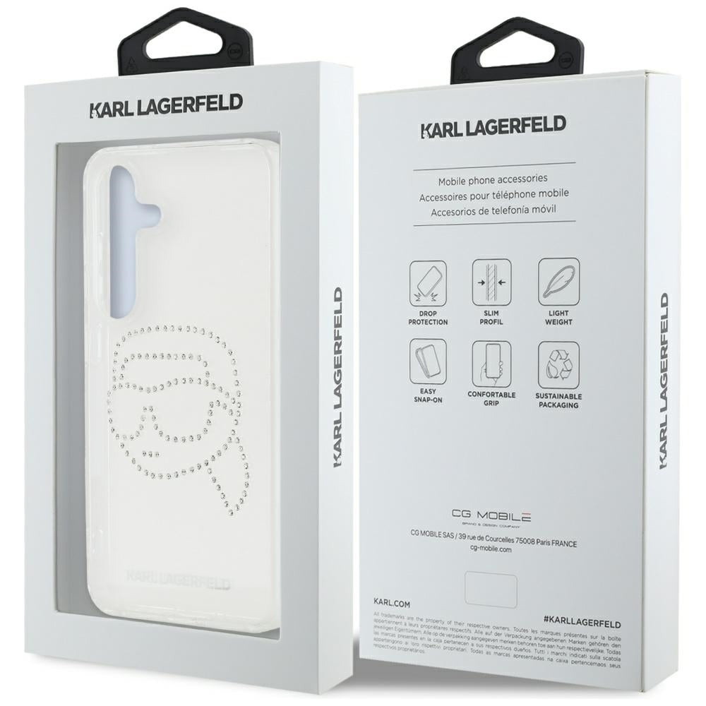 Futrola za Samsung Galaxy S25 S931, Karl Lagerfeld, IML Rhinestones Karl's Head, Prozirna