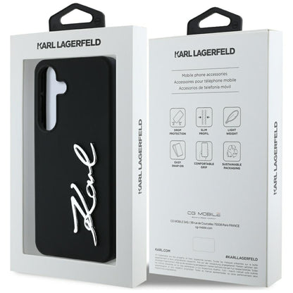 Futrola za Samsung Galaxy S25 S931, Karl Lagerfeld, Silikonski znak metalnog logotipa, Crna