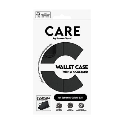 Futrola za Samsung Galaxy S25 S931, PanzerGlass, Care Feature Kickstand Wallet, Crna