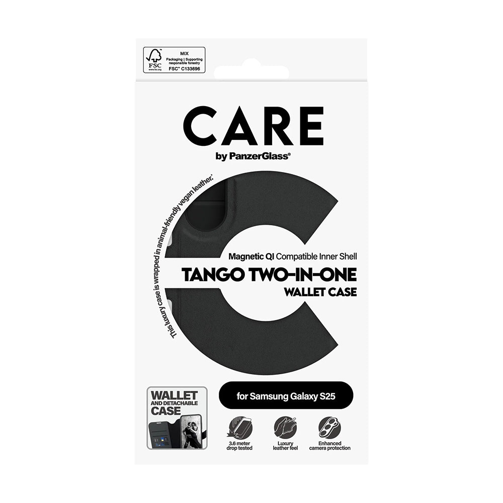 Futrola za Samsung Galaxy S25 S931, PanzerGlass, Care Feature Tango Two-in-One, Crna