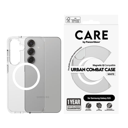 Futrola za Samsung Galaxy S25 S931, PanzerGlass, Care Urban Combat, Bijela Prozirna