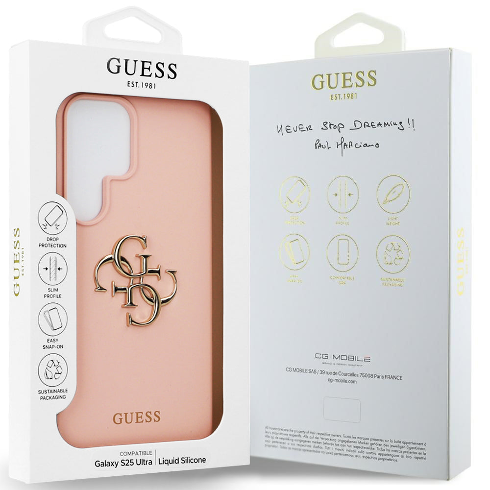 Futrola za Samsung Galaxy S25 Ultra S938, Guess, 4G Grained Big and Classic Logo, Roza