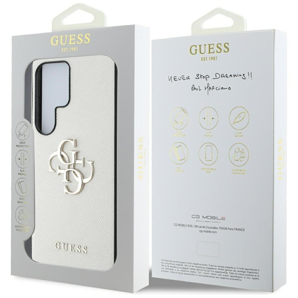 Futrola za Samsung Galaxy S25 Ultra S938, Guess, 4G Grained Big and Classic Logo, Bež