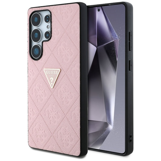 Futrola za Samsung Galaxy S25 Ultra S938, Guess, Grained Hot Stamp 4G Triangle, Roza