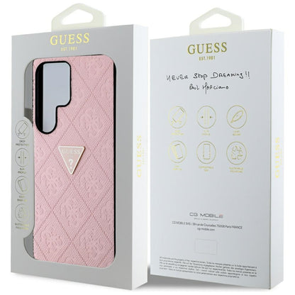 Futrola za Samsung Galaxy S25 Ultra S938, Guess, Grained Hot Stamp 4G Triangle, Roza