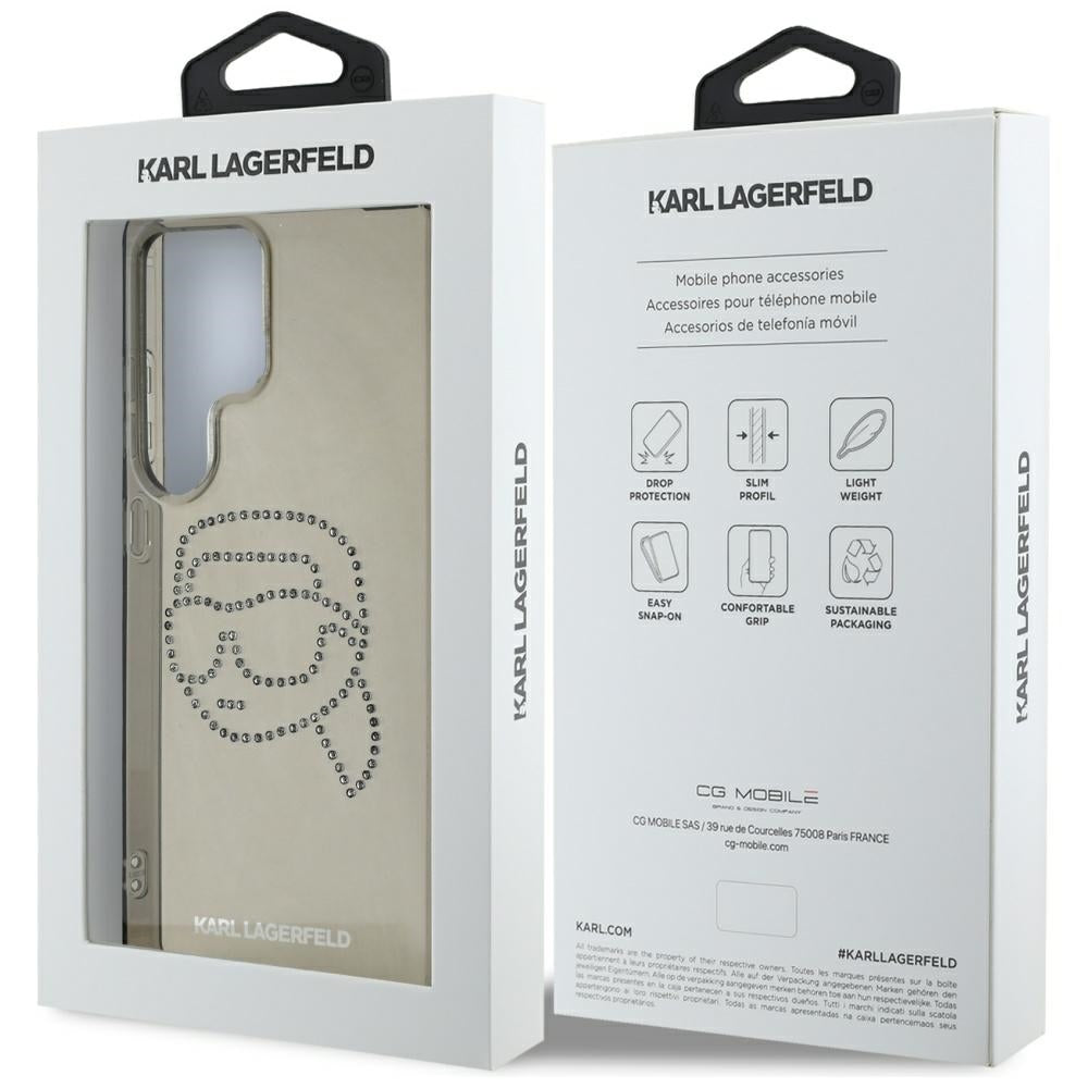 Futrola za Samsung Galaxy S25 Ultra S938, Karl Lagerfeld, IML Rhinestones Karl's Head, Crna