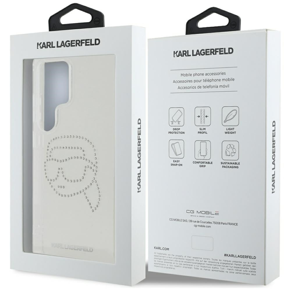 Futrola za Samsung Galaxy S25 Ultra S938, Karl Lagerfeld, IML Rhinestones Karl's Head, Prozirna