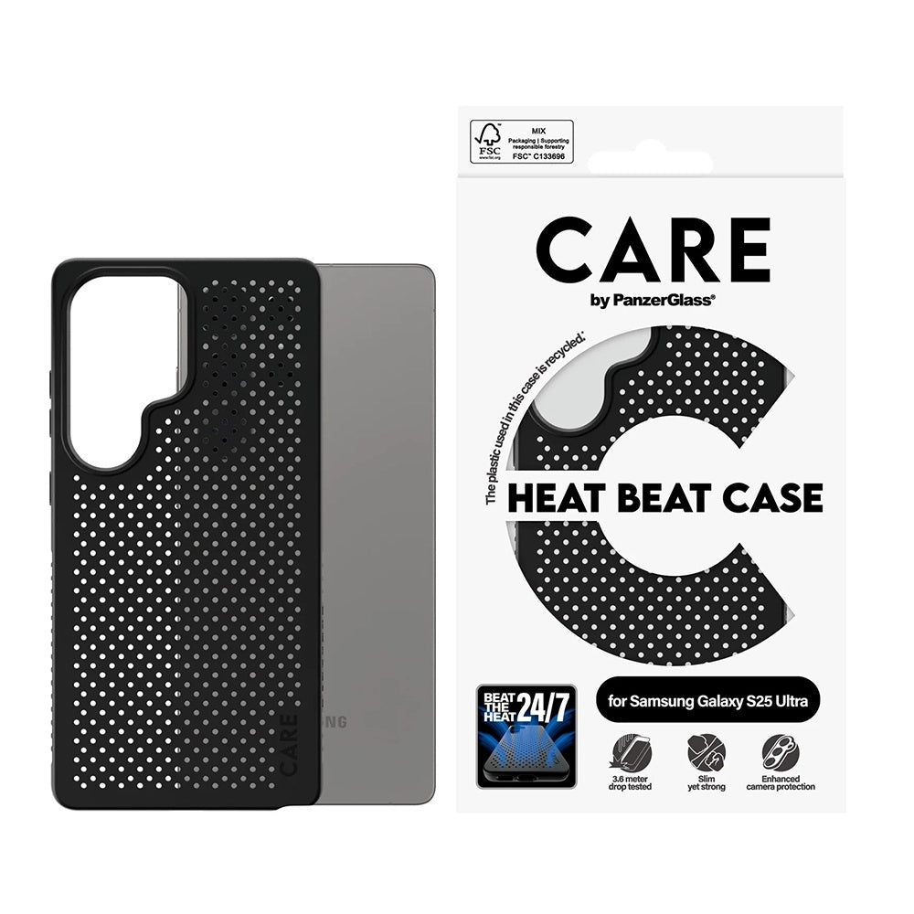 Futrola za Samsung Galaxy S25 Ultra S938, PanzerGlass, Care Feature Heat Beat, Crna