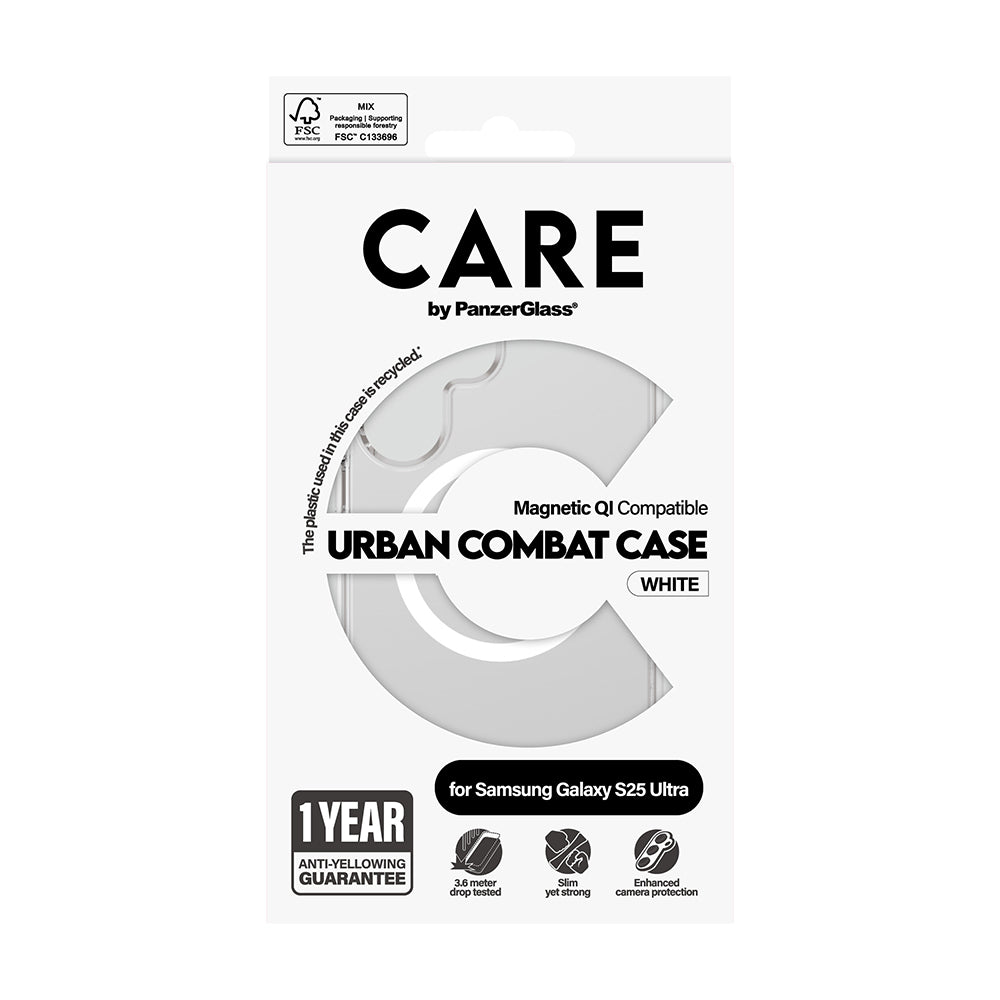Futrola za Samsung Galaxy S25 Ultra S938, PanzerGlass, Care Urban Combat, Bijela Prozirna