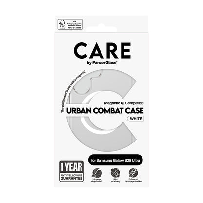 Futrola za Samsung Galaxy S25 Ultra S938, PanzerGlass, Care Urban Combat, Bijela Prozirna