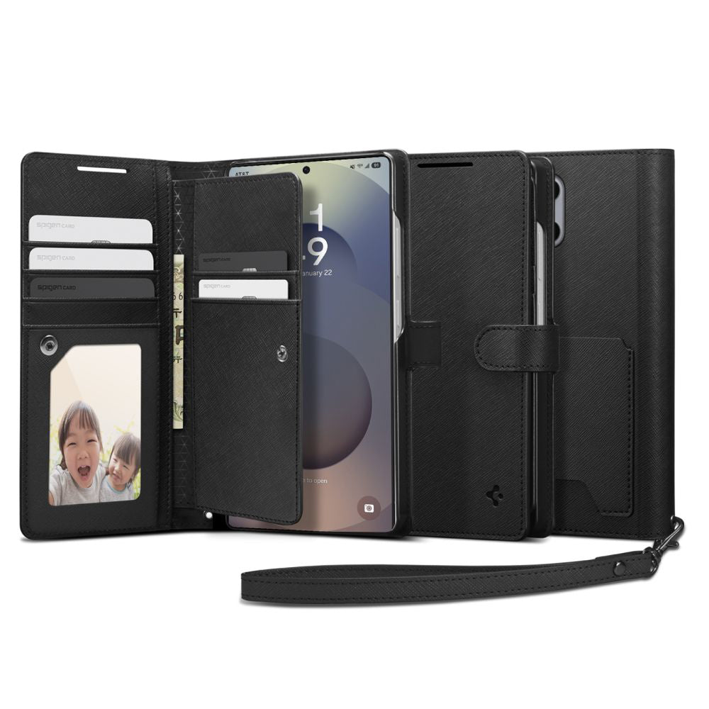Futrola za Samsung Galaxy S25 Ultra S938, Spigen, Wallet S, Crna ACS09124