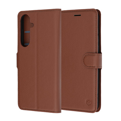 Futrola za Samsung Galaxy S26 FE / S25 FE, Techsuit, Kožna Folio, Smeđa