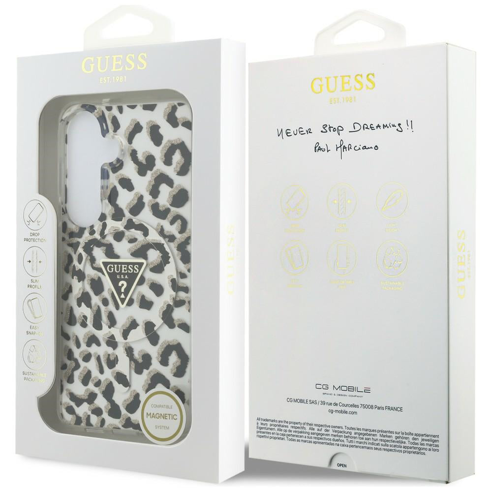 MagSafe futrola za Samsung Galaxy S26 S942, Guess, IML Leopard uzorak, Crna