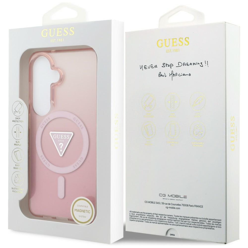 MagSafe futrola za Samsung Galaxy S26 S942, Guess, IML Gradient Triangle Logo, Roza