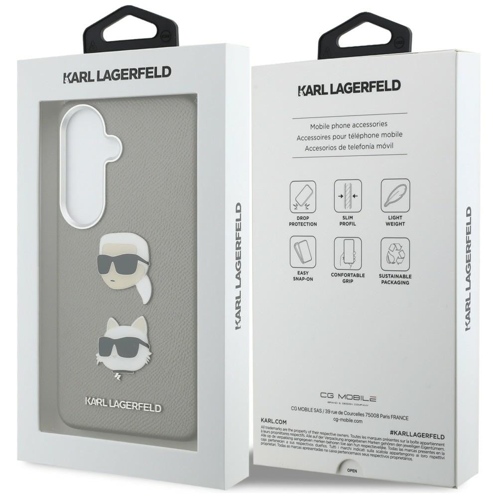 Futrola za Samsung Galaxy S26 S942, Karl Lagerfeld, Saffiano Karl & Choupette's Head Pin, Siva