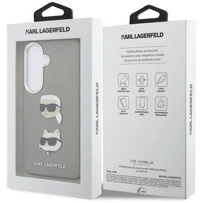 Futrola za Samsung Galaxy S26 S942, Karl Lagerfeld, Saffiano Karl & Choupette's Head Pin, Siva