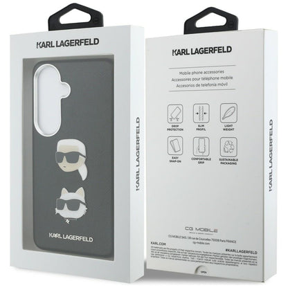 Futrola za Samsung Galaxy S26 S942, Karl Lagerfeld, Saffiano Karl & Choupette's Head Pin, Crna