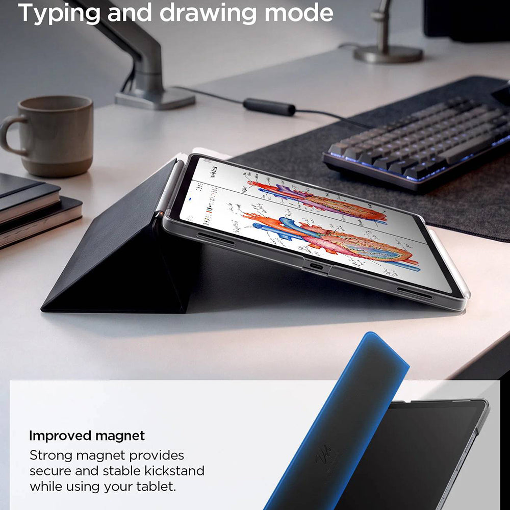 Futrola za Samsung Galaxy Tab S12 Plus, Spigen, Liquid Air Folio, crna ACS11828