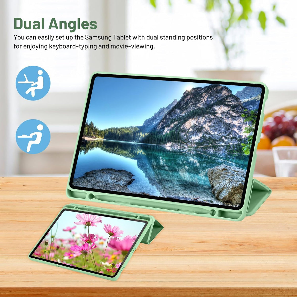 Futrola za Samsung Galaxy Tab S6 Lite (2024) / Tab S6 Lite (2022) / Tab S6 Lite (2020), Techsuit, Flex Trifold, Matcha Zelena