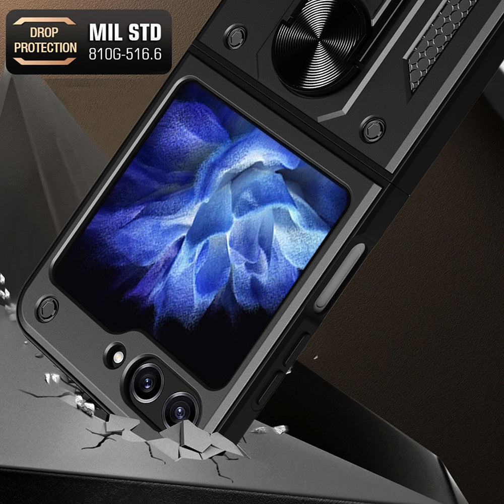 Maska za Samsung Galaxy Z Flip5 F731, Techsuit, CamShield, Crna