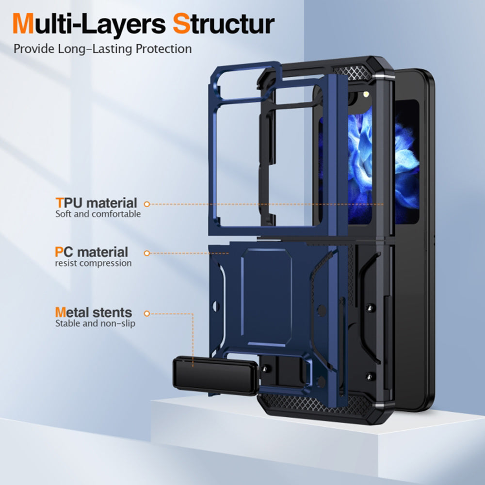Futrola za Samsung Galaxy Z Flip5 F731, Techsuit, Hybrid Armor Kickstand, Plava