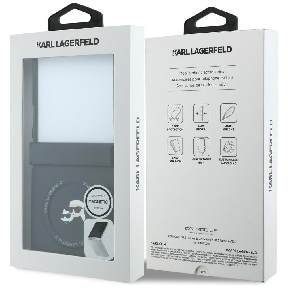 Maska za Samsung Galaxy Z Flip8 F776, Karl Lagerfeld, Karl & Choupette Head Pin, Crna