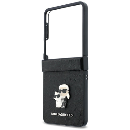 Maska za Samsung Galaxy Z Flip8 F776, Karl Lagerfeld, Saffiano Karl & Choupette Metal Pin, Crna