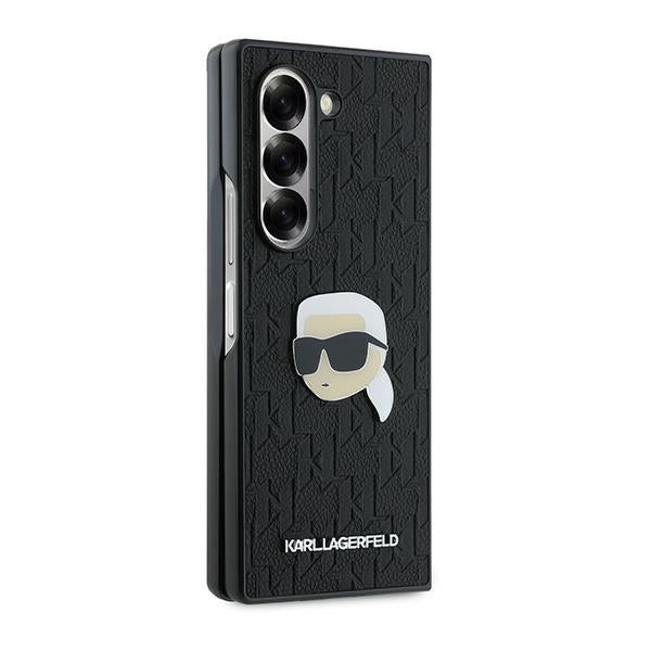 Futrola za Samsung Galaxy Z Fold6 F956, Karl Lagerfeld, Saffiano Monogram Karl's Head Metal, Crna
