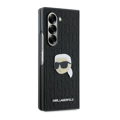 Futrola za Samsung Galaxy Z Fold6 F956, Karl Lagerfeld, Saffiano Monogram Karl's Head Metal, Crna