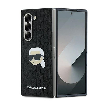 Futrola za Samsung Galaxy Z Fold6 F956, Karl Lagerfeld, Saffiano Monogram Karl's Head Metal, Crna