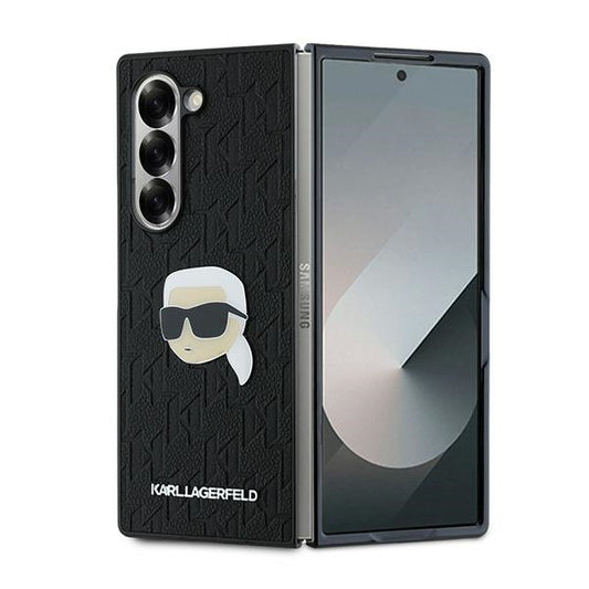 Futrola za Samsung Galaxy Z Fold6 F956, Karl Lagerfeld, Saffiano Monogram Karl's Head Metal, Crna