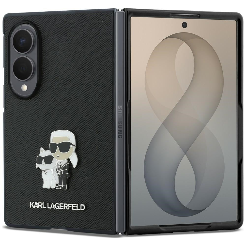 Maska za Samsung Galaxy Z Fold8 F971, Karl Lagerfeld, Saffiano Karl & Choupette Metal Pin, Crna