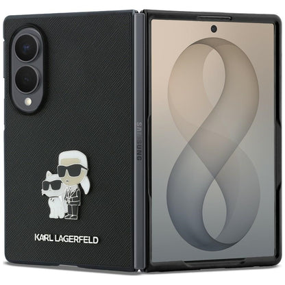Maska za Samsung Galaxy Z Fold8 F971, Karl Lagerfeld, Saffiano Karl & Choupette Metal Pin, Crna