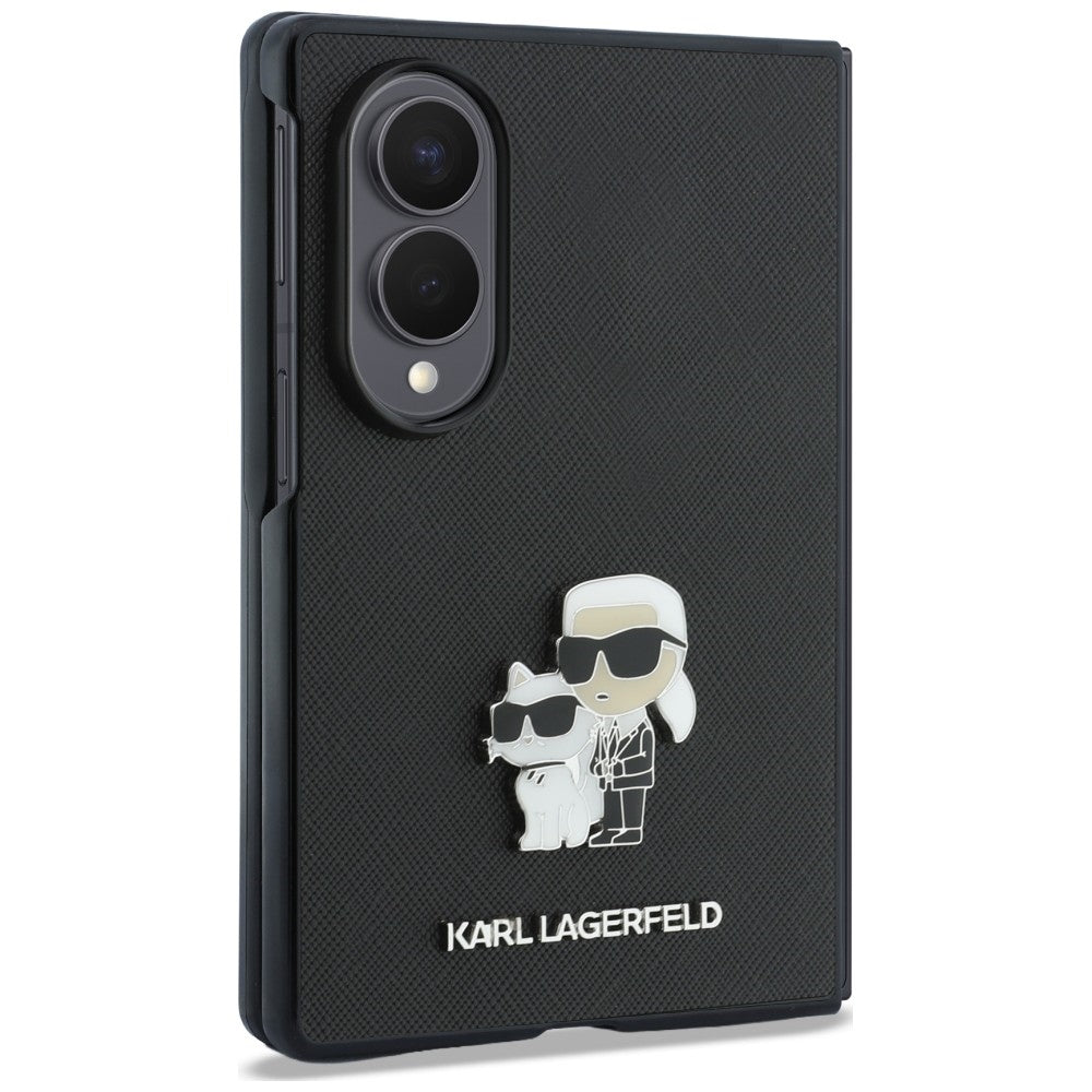 Maska za Samsung Galaxy Z Fold8 F971, Karl Lagerfeld, Saffiano Karl & Choupette Metal Pin, Crna