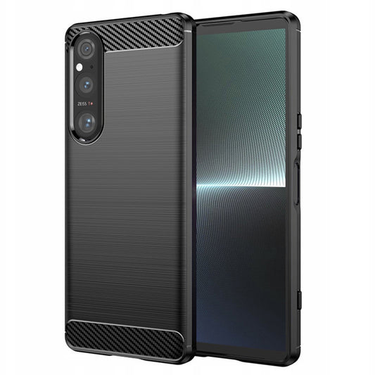 Maska za Sony Xperia 1 V, Techsuit, Karbon, Crna