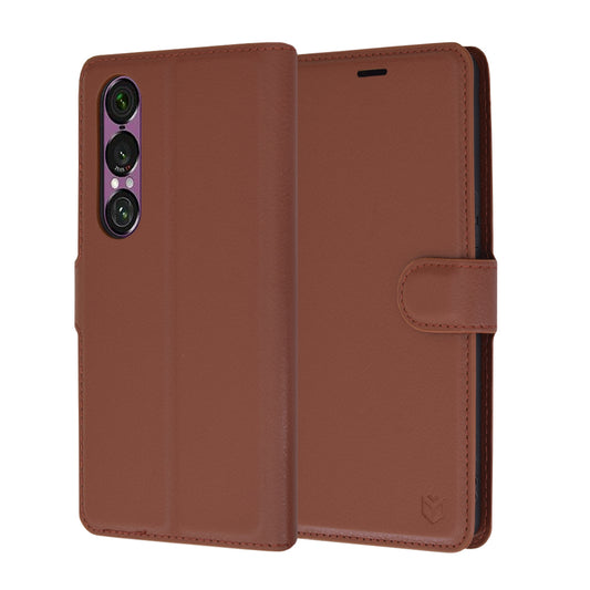 Futrola za Sony Xperia 1 VI, Techsuit, Kožna Folio, Smeđa