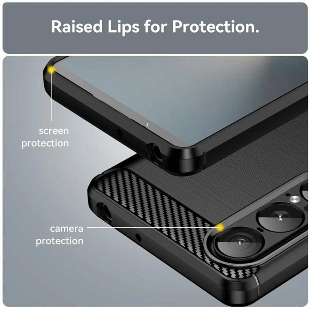 Maska za Sony Xperia 1 VII, Techsuit, Karbon, Crna