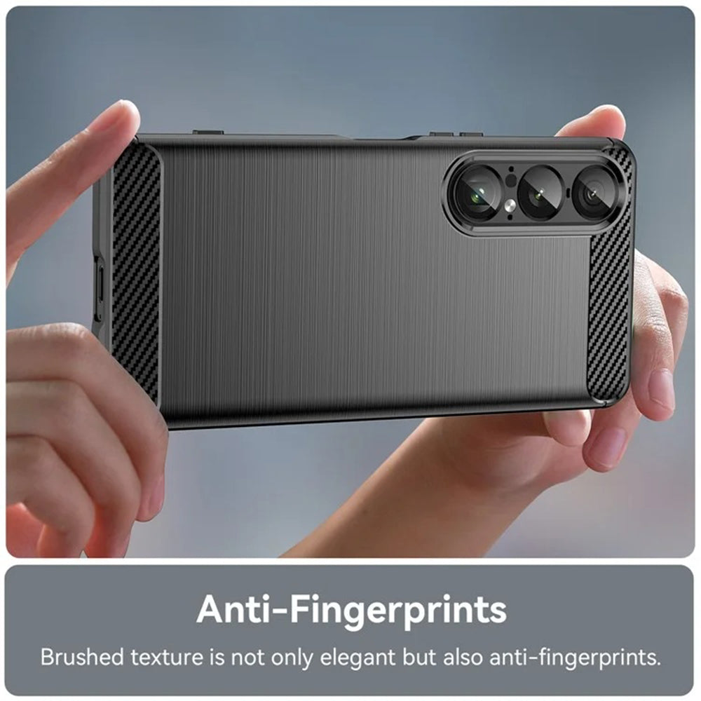 Maska za Sony Xperia 1 VII, Techsuit, Karbon, Crna