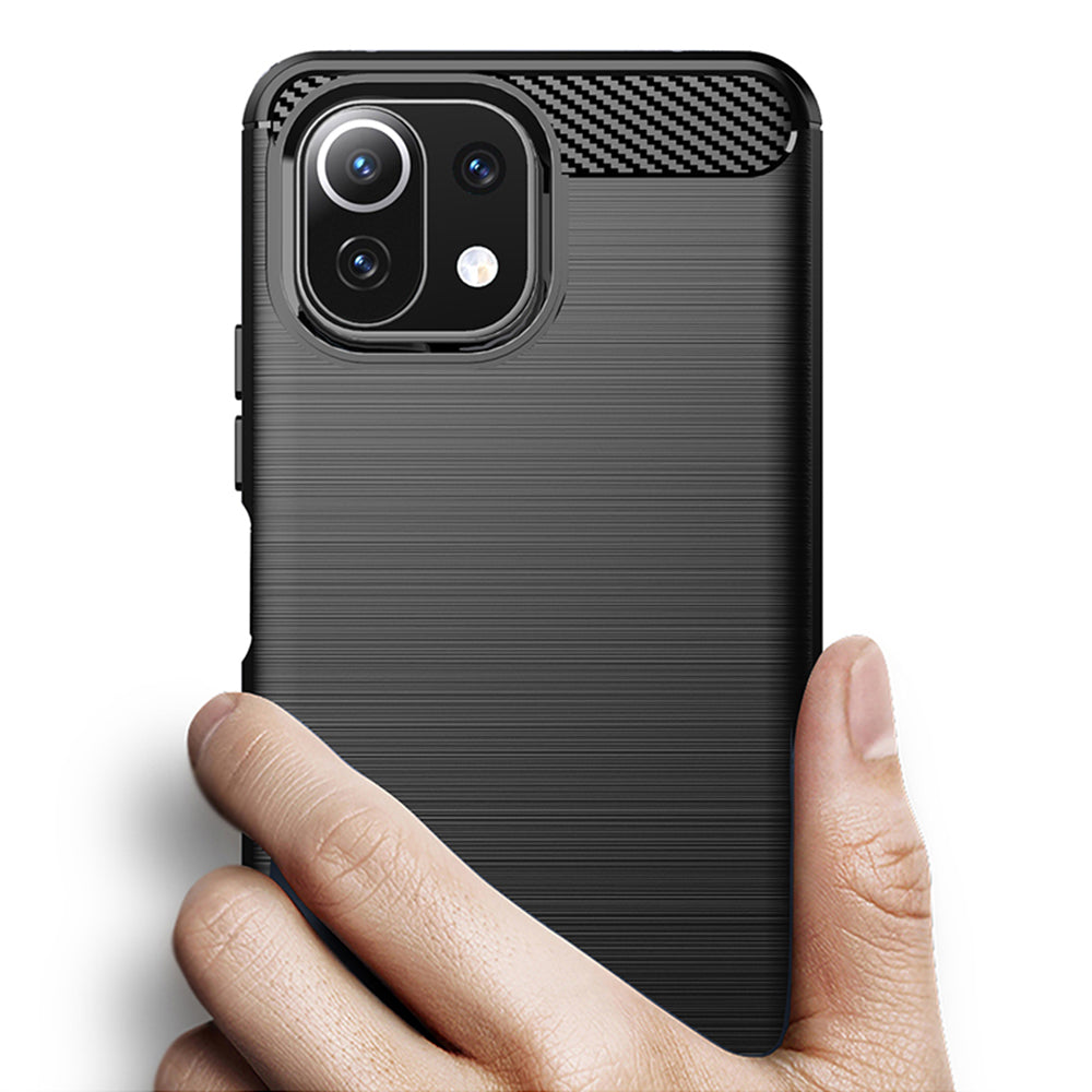 Maska za Xiaomi 11 Lite 5G NE / Mi 11 Lite 5G / 11 Lite, Techsuit, Karbon, Crna