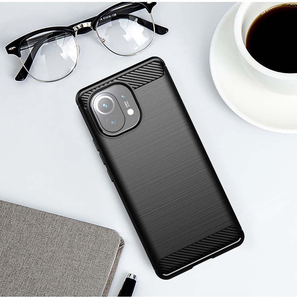 Maska za Xiaomi 11 Lite 5G NE / Mi 11 Lite 5G / 11 Lite, Techsuit, Karbon, Crna
