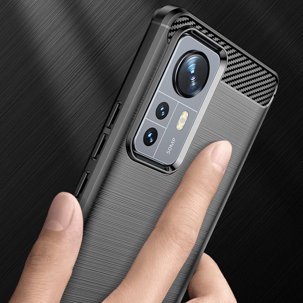 Maska za Xiaomi 12X / 12, Techsuit, Karbon, Crna