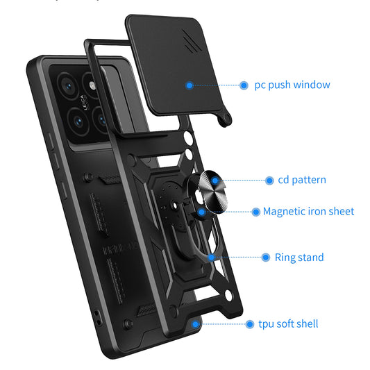 Maska za Xiaomi 14T Pro, Techsuit, CamShield, Crna