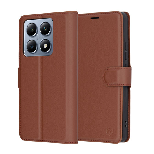 Futrola za Xiaomi 14T Pro, Techsuit, Kožna Folio, Smeđa